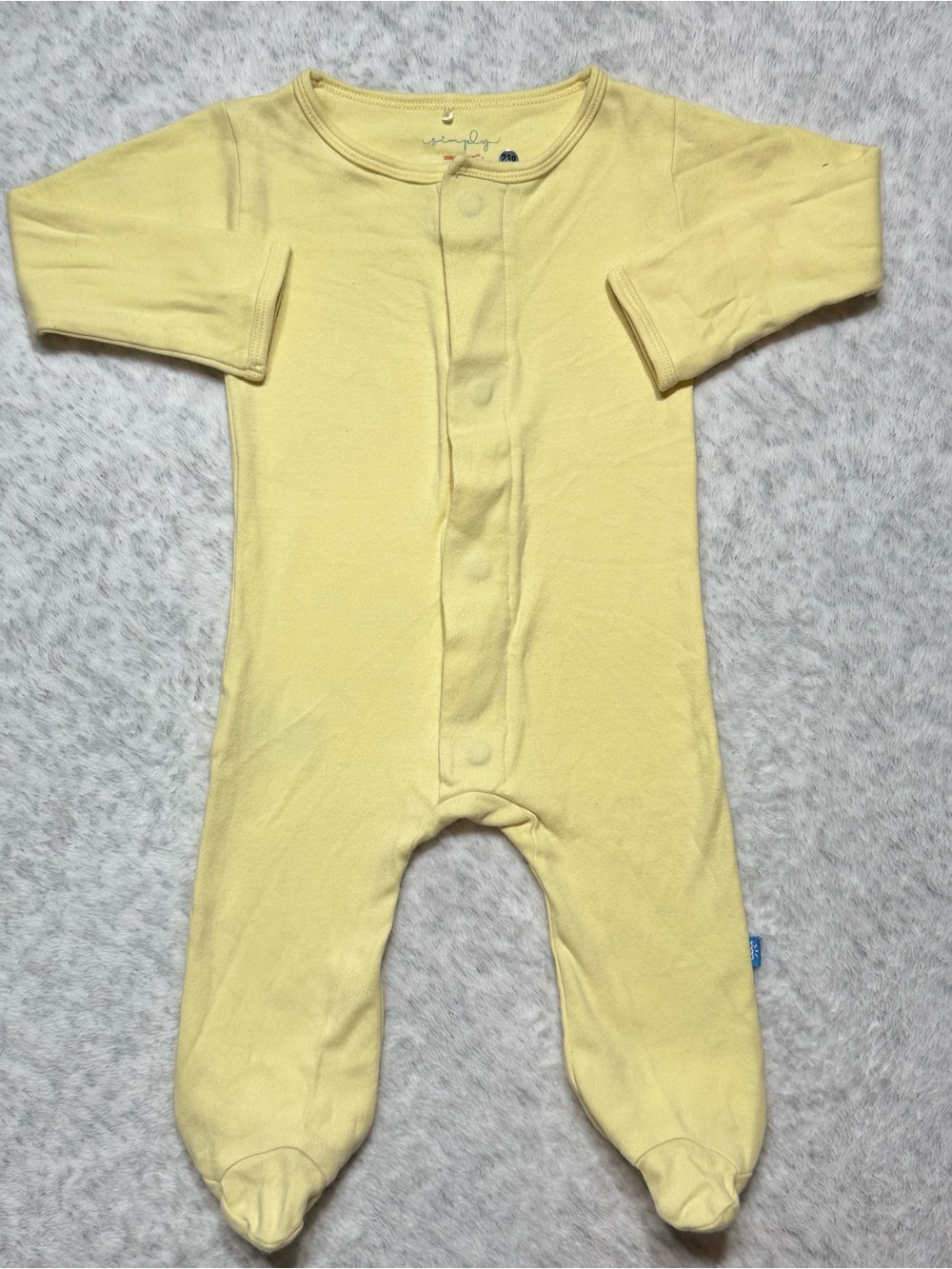 Simply Magnetic Me Yellow Footie Sleeper 6-9M Baby Organic Cotton Solid Neutral